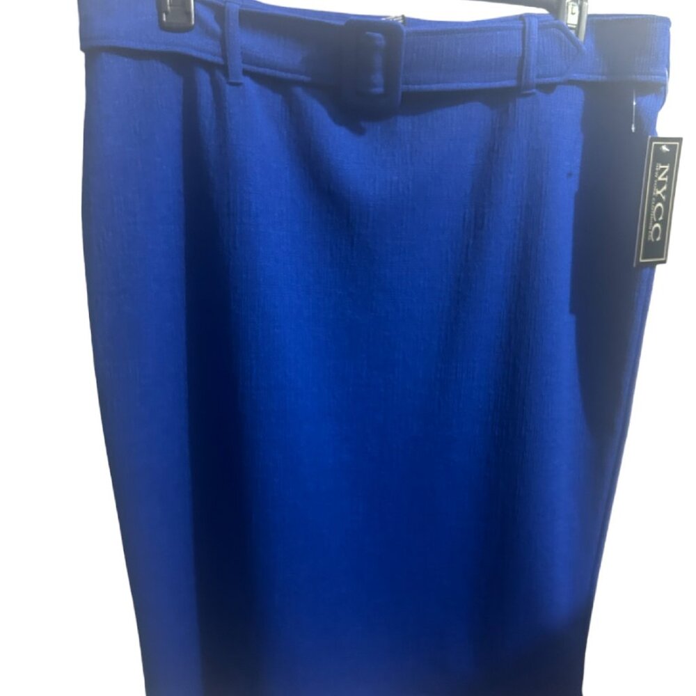 NWT New York Clothing Co Blue Pencil Stretch Skirt Size XL